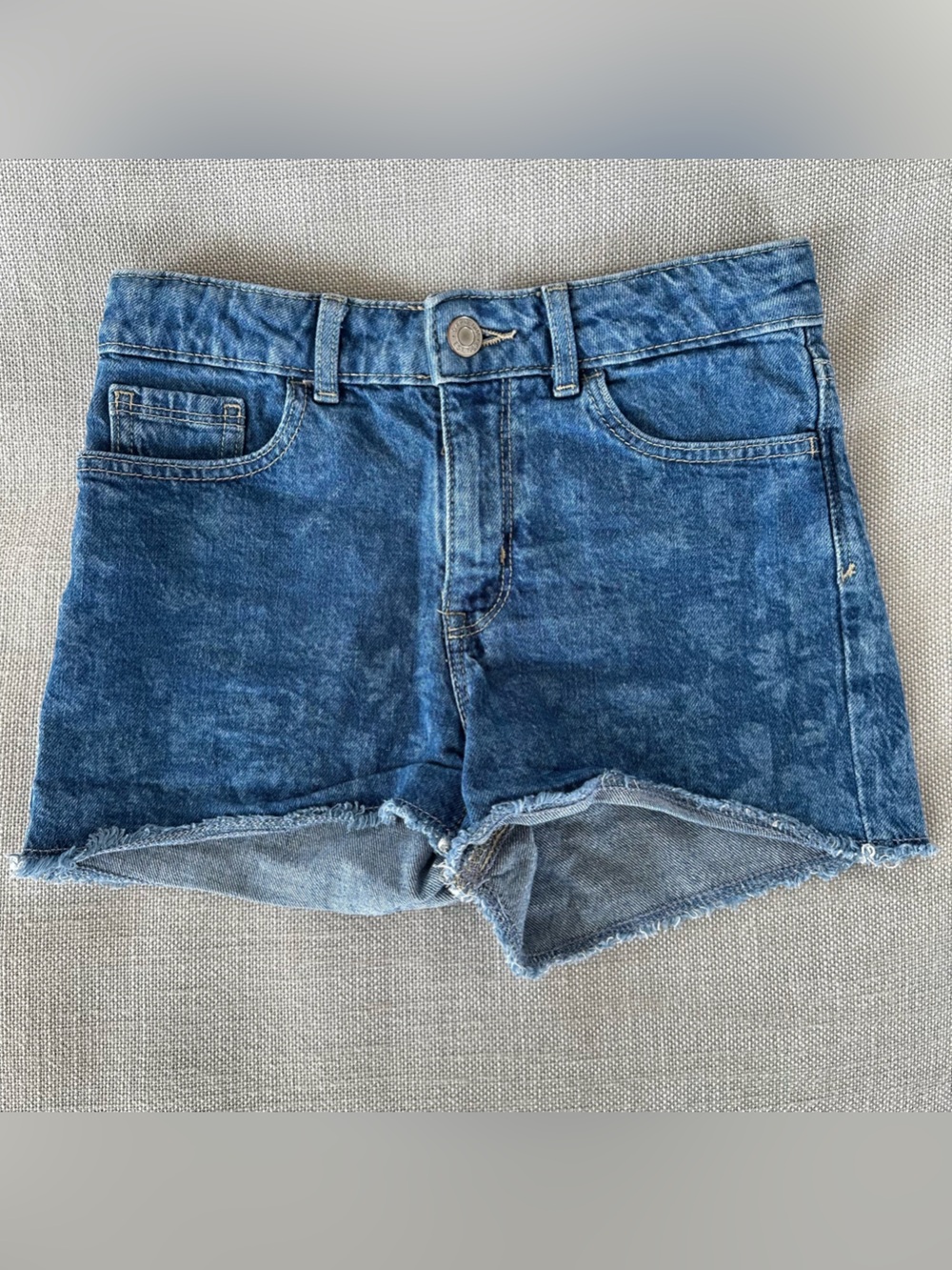 GAP Kids High Rise Denim Shorts | Girls Size 10 | Stretch | Frayed Hem